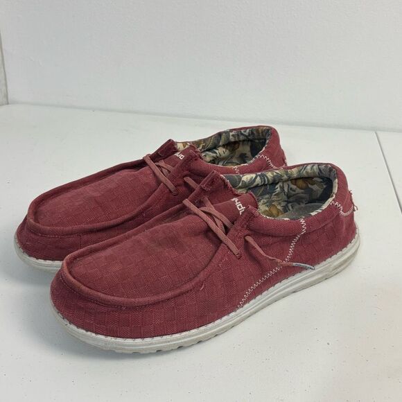 Hey Dude Mens 15 Wally Break Red Loafer Shoes Comfort Casual Slip on Western - Picture 1 of 12